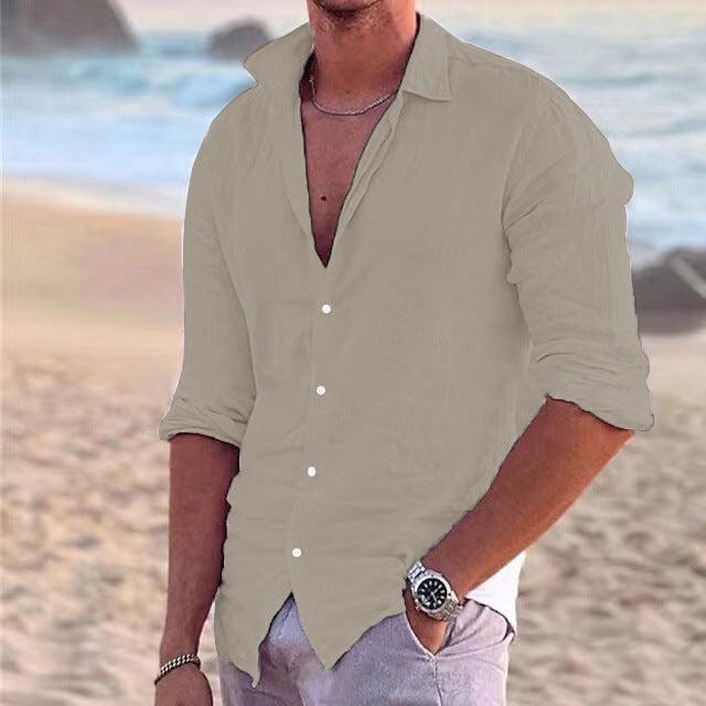 Men's Casual Long-Sleeve Shirt Point Collar Relaxed Fit Everyday Style