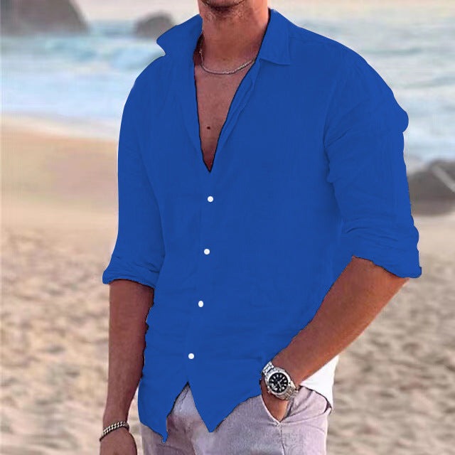 Men's Casual Long-Sleeve Shirt Point Collar Relaxed Fit Everyday Style