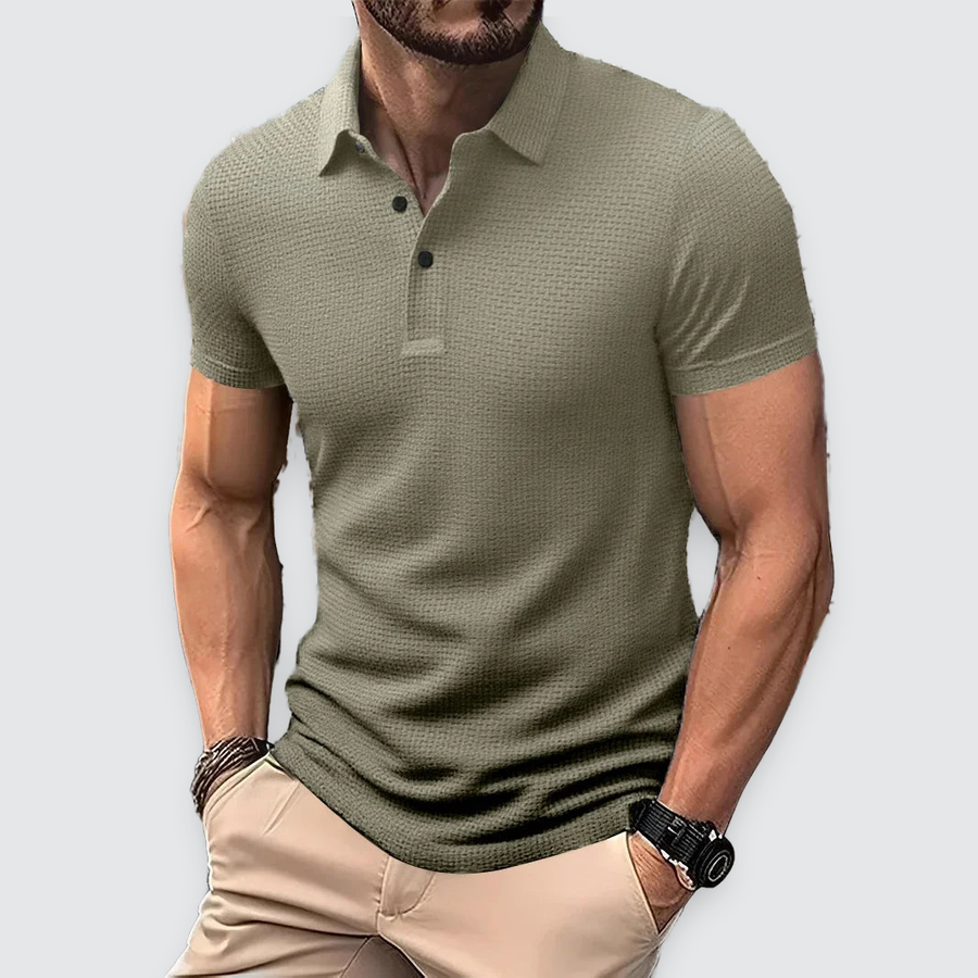 Men's Textured Polo Shirt Short-Sleeve Collared Casual Everyday Wear