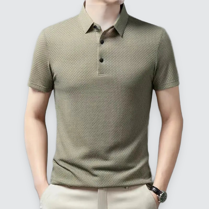Men's Textured Polo Shirt Short-Sleeve Collared Casual Everyday Wear