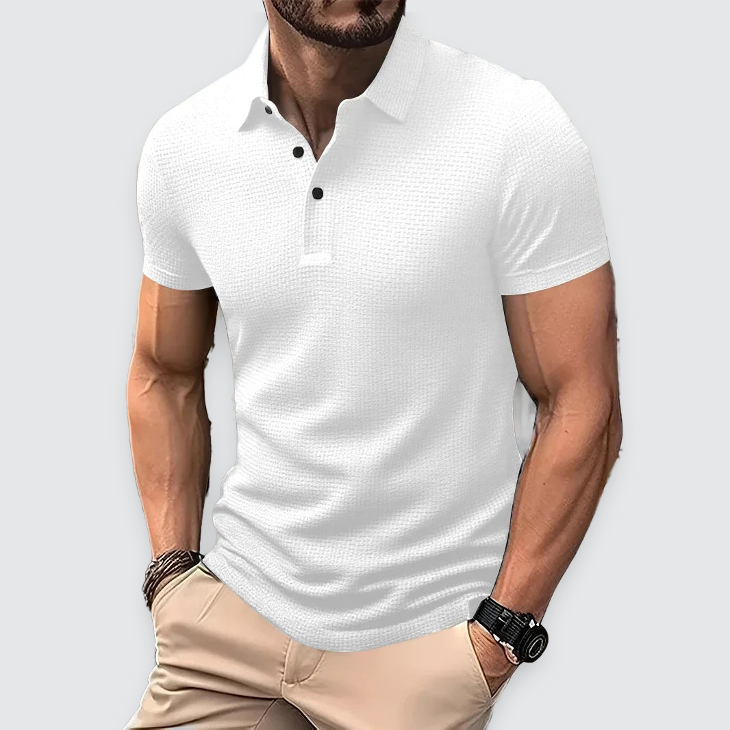 Men's Textured Polo Shirt Short-Sleeve Collared Casual Everyday Wear