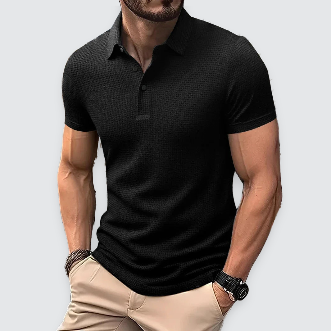 Men's Textured Polo Shirt Short-Sleeve Collared Casual Everyday Wear