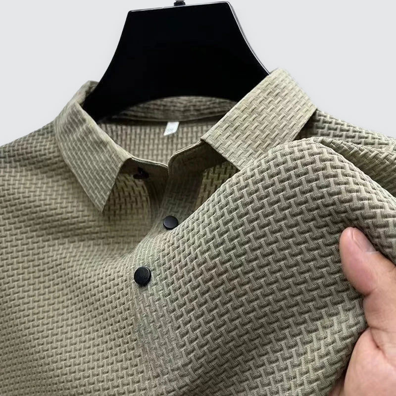 Men's Textured Polo Shirt Short-Sleeve Collared Casual Everyday Wear