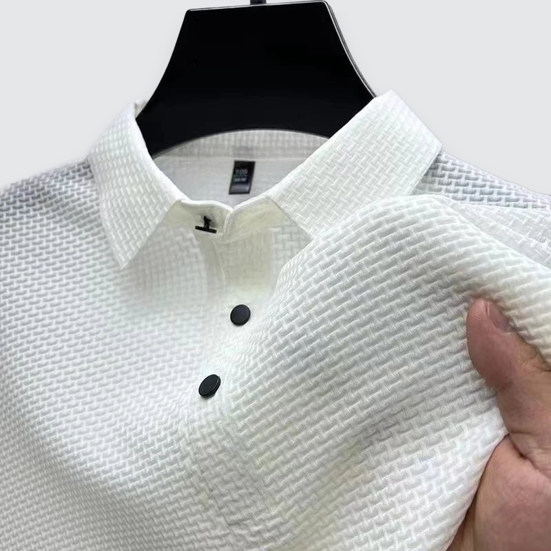 Men's Textured Polo Shirt Short-Sleeve Collared Casual Everyday Wear