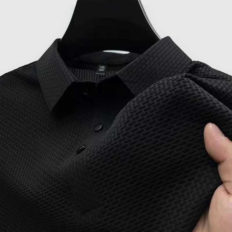 Men's Textured Polo Shirt Short-Sleeve Collared Casual Everyday Wear