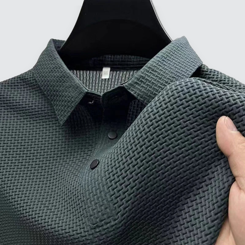 Men's Textured Polo Shirt Short-Sleeve Collared Casual Everyday Wear