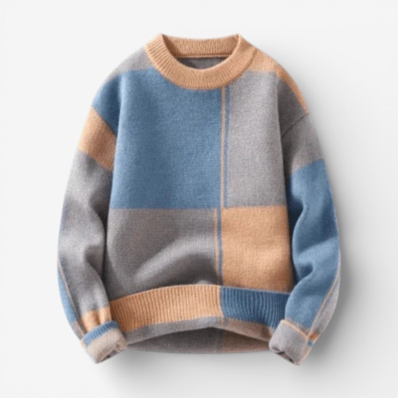 Men's Loose Fit Sweater Long Sleeve Round Neck Relaxed Style Everyday Wear