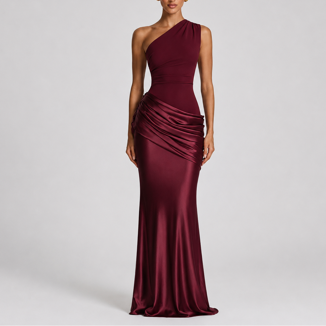 Women's Chic One Shoulder Maxi Dress Elegant Evening Party Look