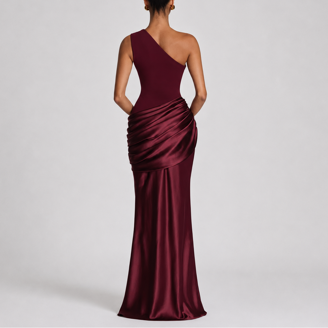 Women's Chic One Shoulder Maxi Dress Elegant Evening Party Look