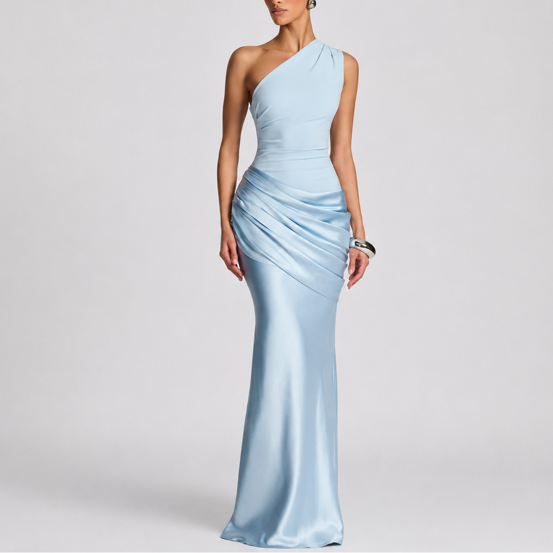 Women's Chic One Shoulder Maxi Dress Elegant Evening Party Look