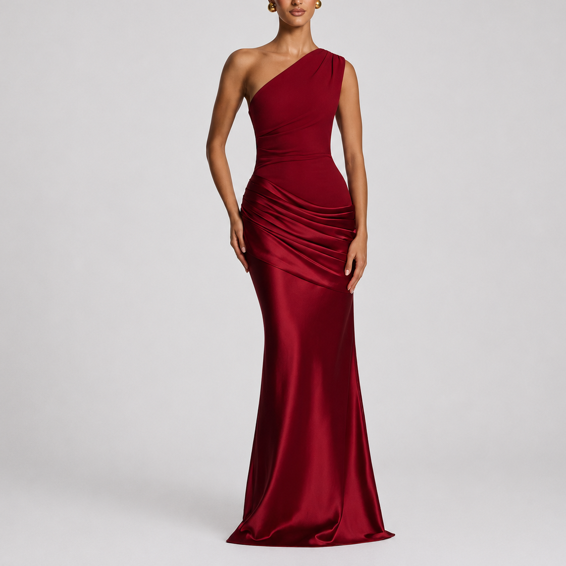 Women's Chic One Shoulder Maxi Dress Elegant Evening Party Look