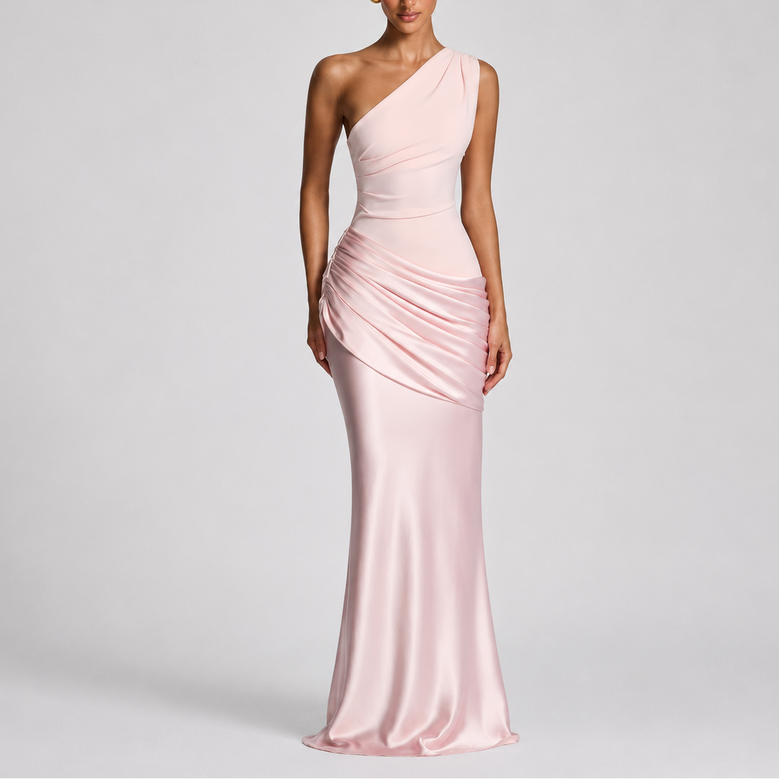 Women's Chic One Shoulder Maxi Dress Elegant Evening Party Look