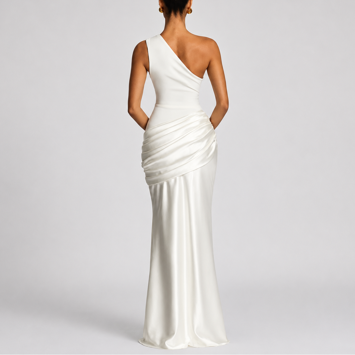 Women's Chic One Shoulder Maxi Dress Elegant Evening Party Look