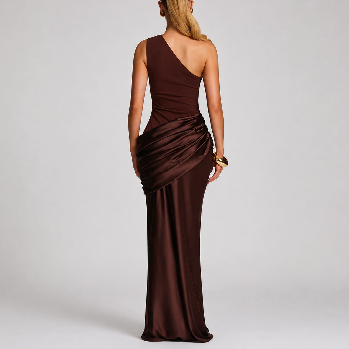 Women's Chic One Shoulder Maxi Dress Elegant Evening Party Look