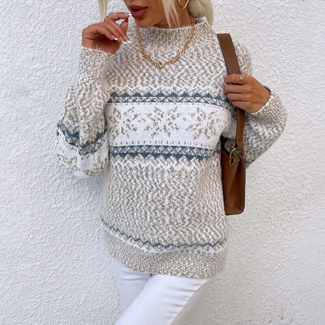 Women's Fair Isle Knit Sweater Long Sleeve Crew Neck Cosy Winter Style
