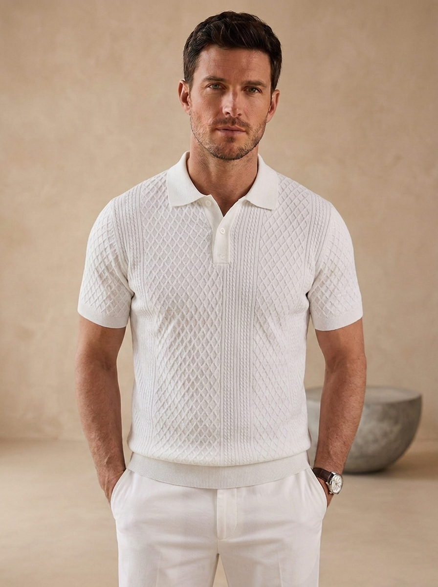 Men's Textured Button-Up Shirt Casual Fit Long Sleeve Collared Everyday