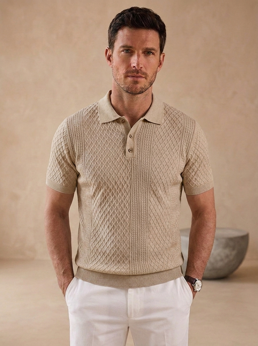 Men's Textured Button-Up Shirt Casual Fit Long Sleeve Collared Everyday