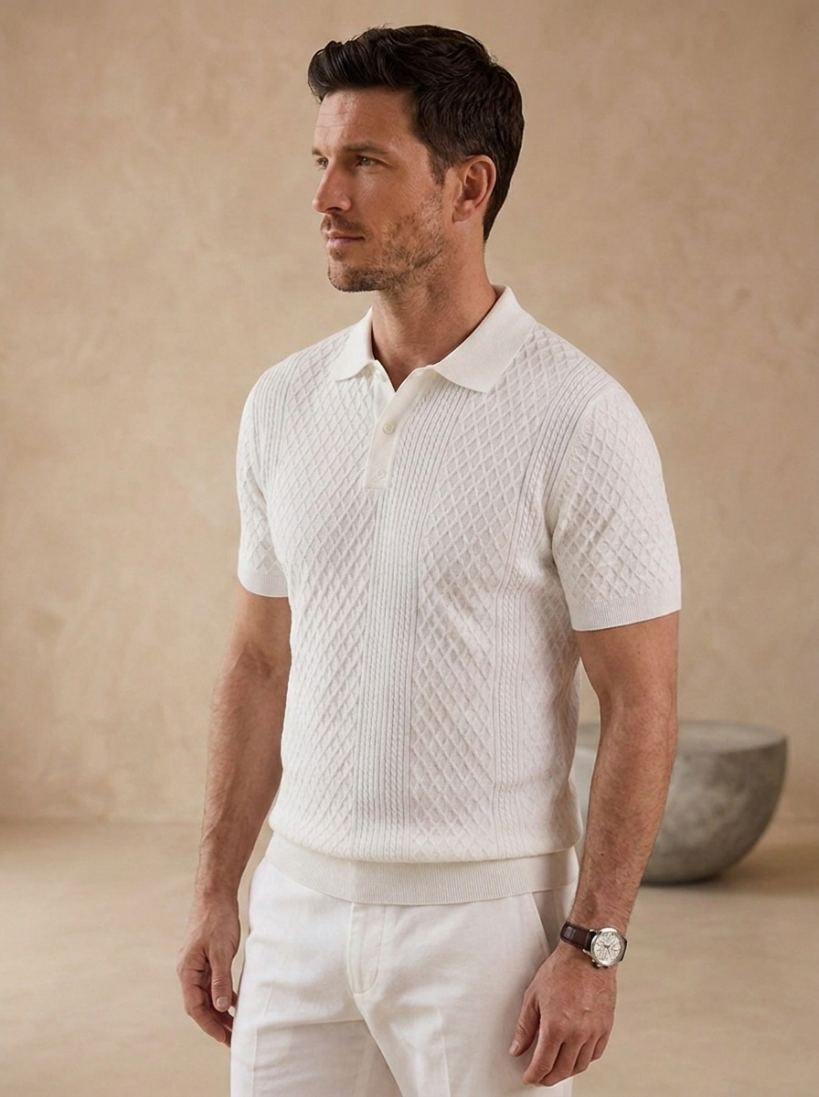 Men's Textured Button-Up Shirt Casual Fit Long Sleeve Collared Everyday