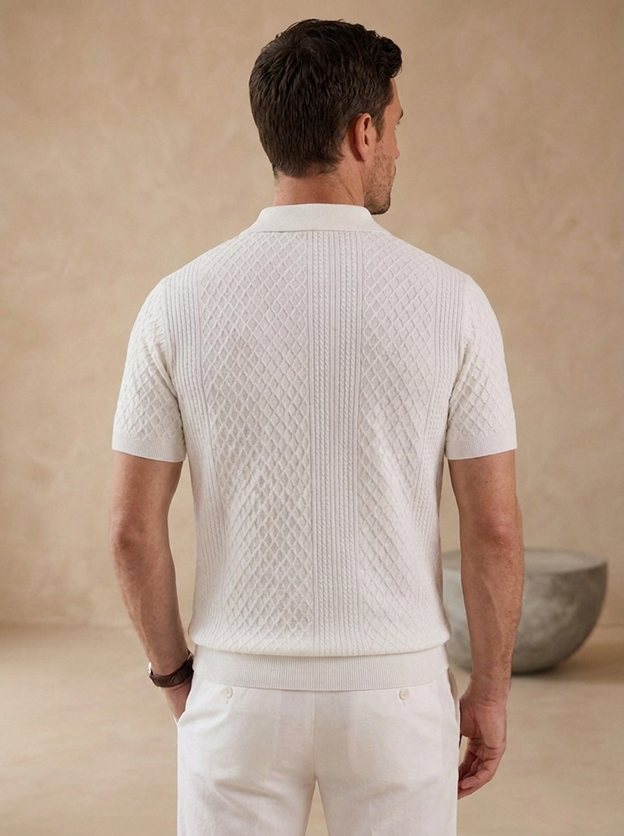 Men's Textured Button-Up Shirt Casual Fit Long Sleeve Collared Everyday