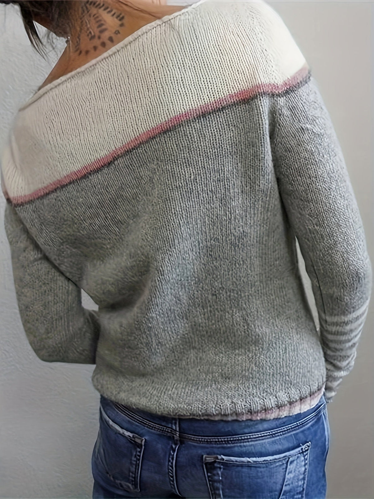 Women's Striped Knit Sweater Boat Neck Long Sleeve Casual Everyday Wear