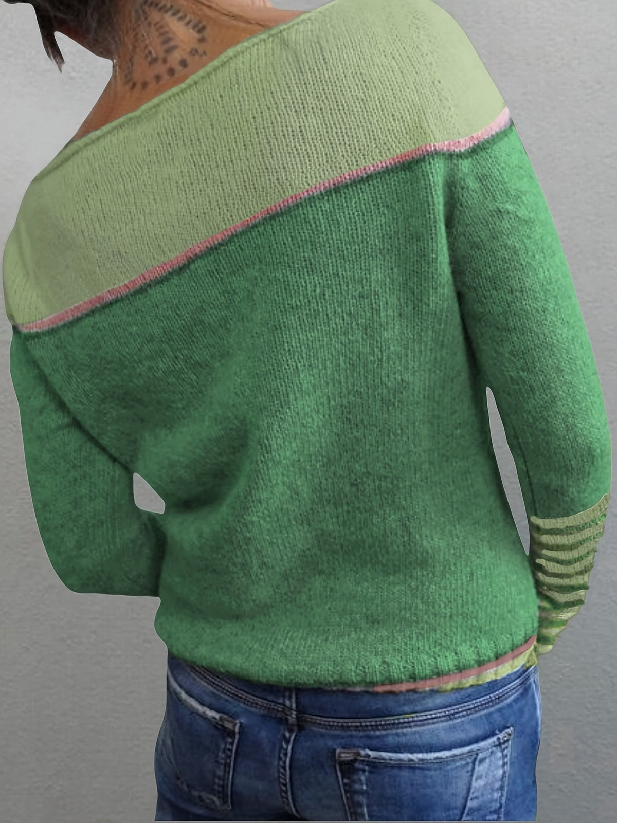 Women's Striped Knit Sweater Boat Neck Long Sleeve Casual Everyday Wear