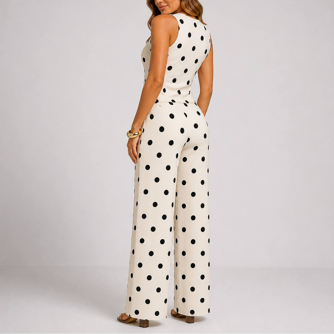 Women's Summer Two Piece Set Casual Polka Dot Top and Bottom Comfortable Everyday Wear