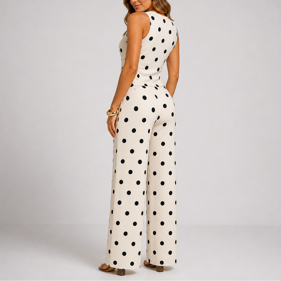 Women's Summer Two Piece Set Casual Polka Dot Top and Bottom Comfortable Everyday Wear