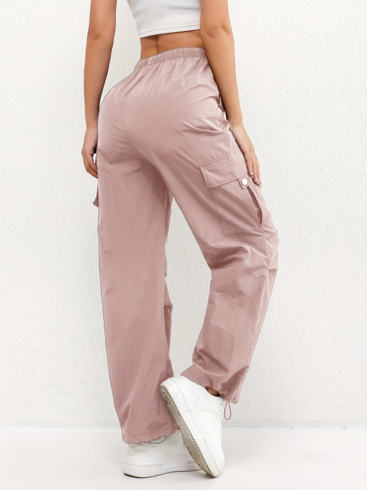 Women's Casual Drawstring Trousers Cargo Pockets Relaxed Fit Everyday Wear