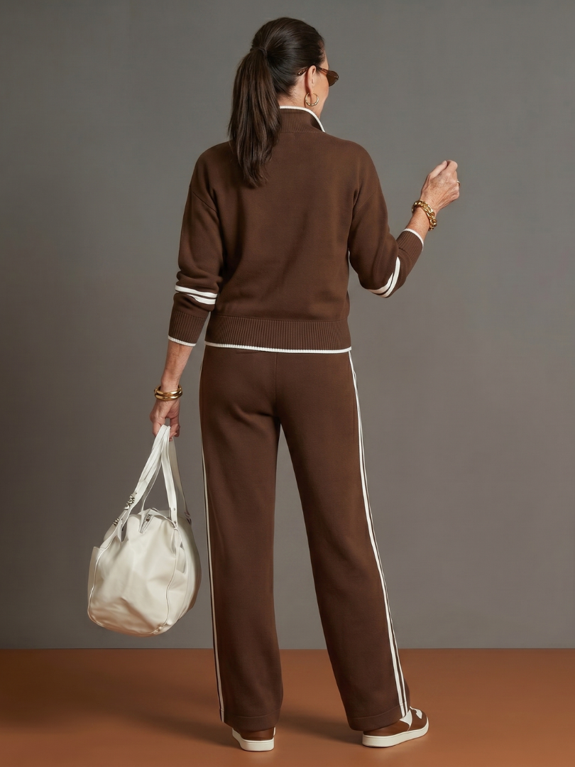 Women's Knit Lounge Set Half Zip Top and Wide Leg Pants

Women's Cosy Lounge Set Half Zip Top Relaxed Fit Wide Leg Pants