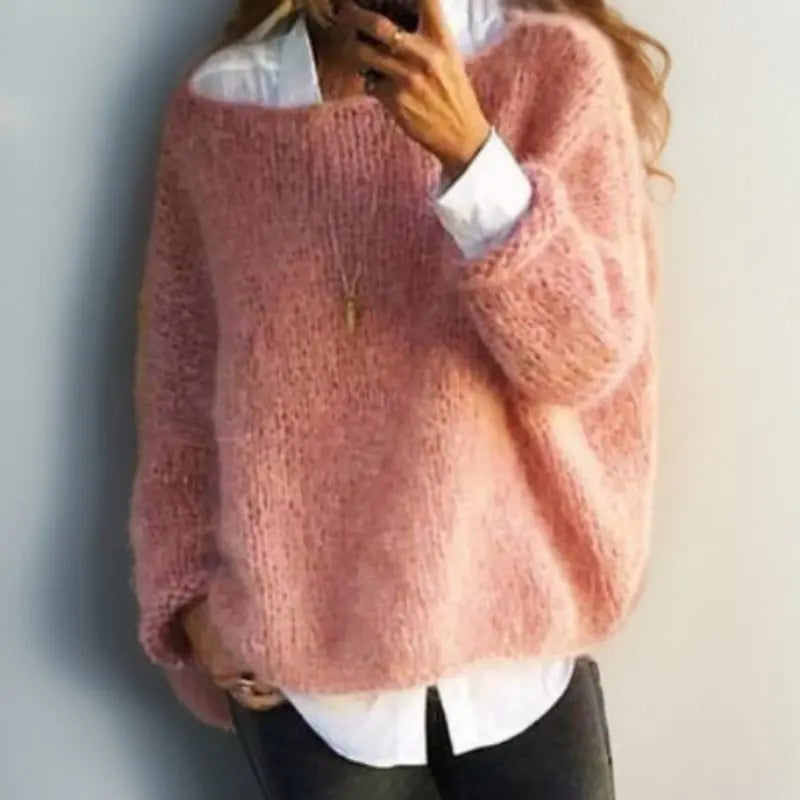 Women's Oversized Knit Sweater Jumper Relaxed Fit Long Sleeve Casual Everyday