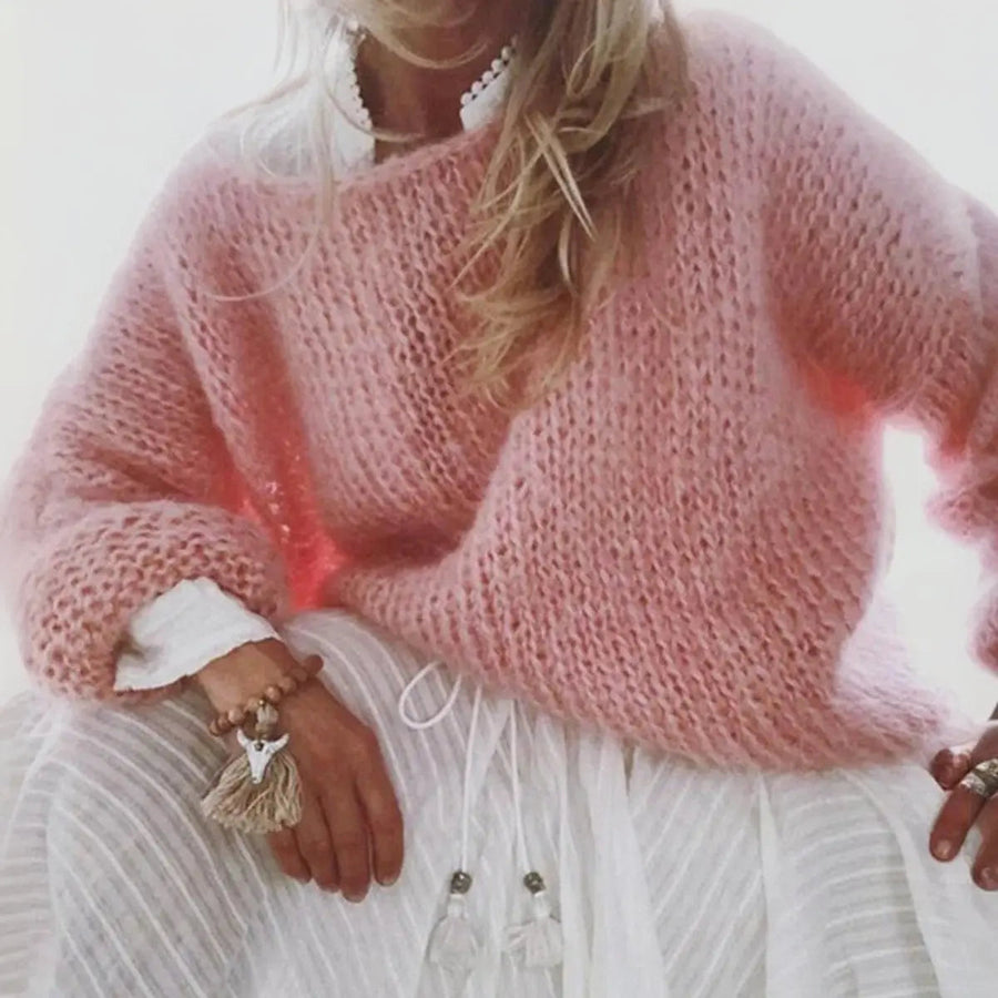 Women's Oversized Knit Sweater Jumper Relaxed Fit Long Sleeve Casual Everyday