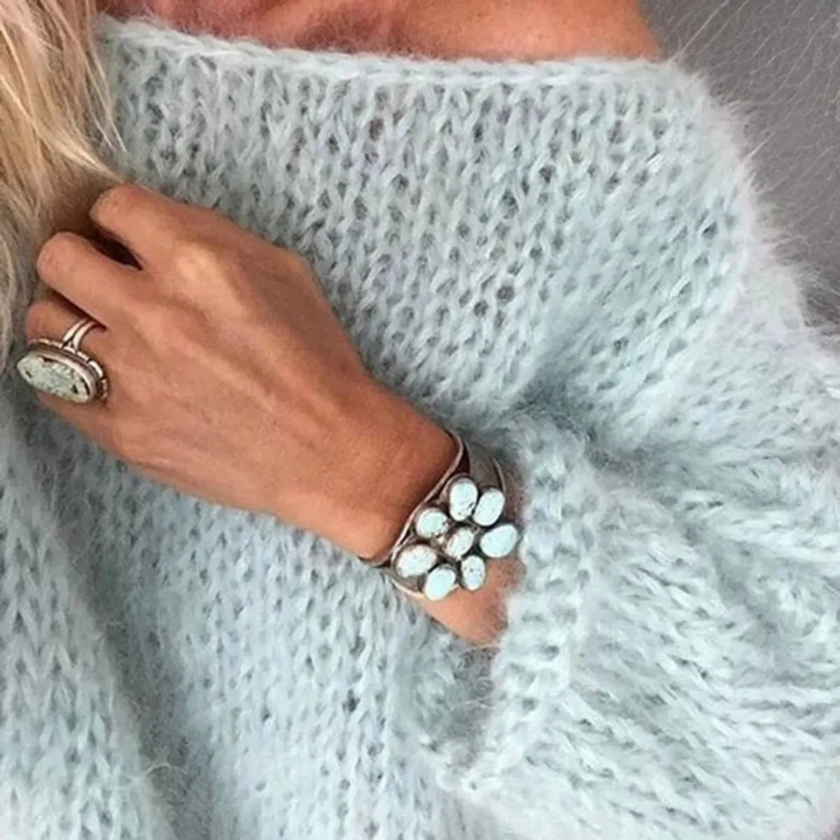 Women's Oversized Knit Sweater Jumper Relaxed Fit Long Sleeve Casual Everyday