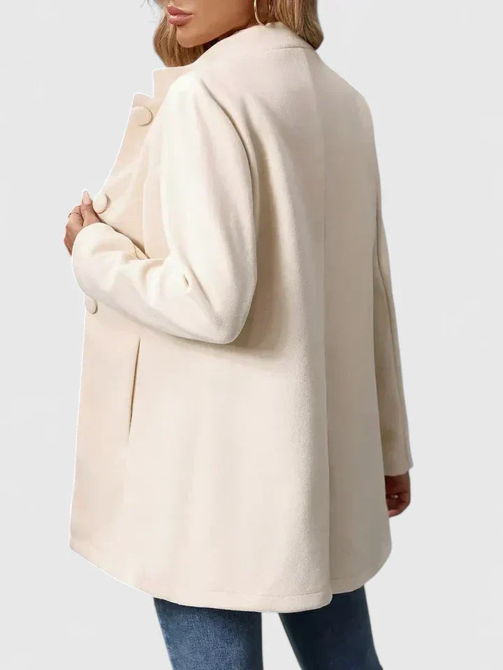 Women's Structured Coat Stand Collar Tailored Fit Classic Outerwear