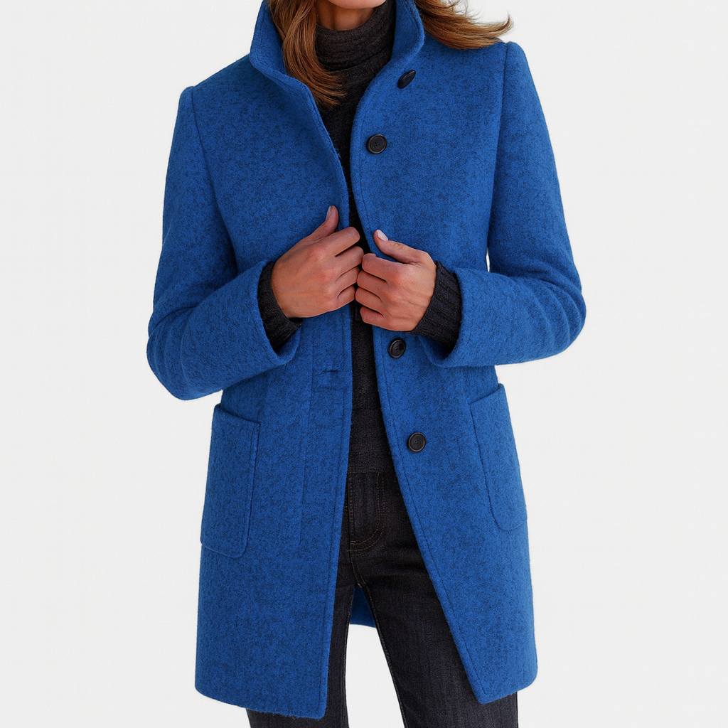 Women's Tailored Overcoat Fitted Long Sleeve Notched Collar Button-Up Classic