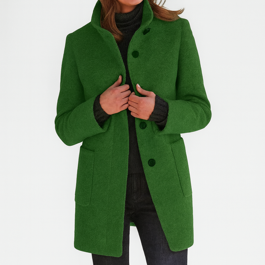 Women's Tailored Overcoat Fitted Long Sleeve Notched Collar Button-Up Classic